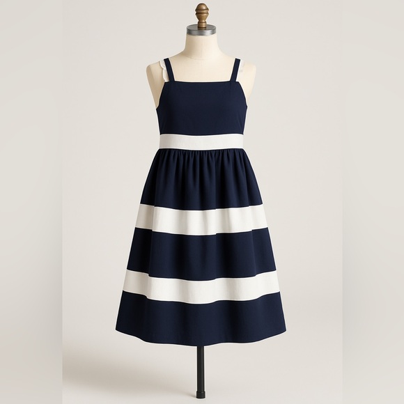 Vintage Hartstrings Girls Navy/white Striped Cotton Party Dress, 10, MSRP $89 - Picture 1 of 11